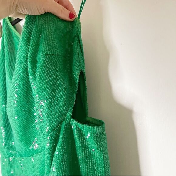 Vineet Bahl Green One-Shoulder Sequin Midi Dress M green sparkly - Picture 9 of 11